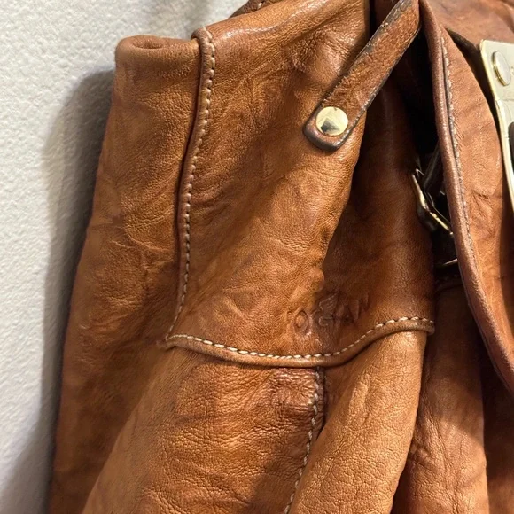 HOGAN Dist. COGNAC Imp. Crinkled LTR Handbag-Pre Owned Vintage**** - Picture 7 of 16